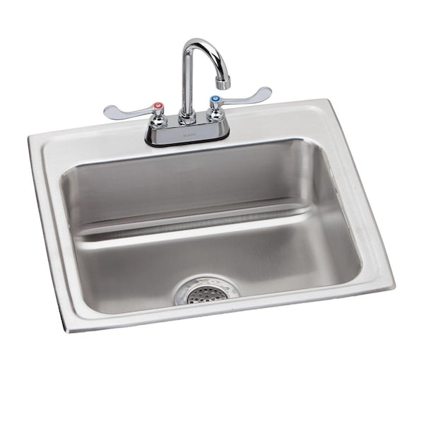 Elkay Lustertone Stainless Steel 22 X 19-1/2 X 5-1/2 Single Bowl Top Mount Ada Sink + Faucet Kit LRAD221955SC - main